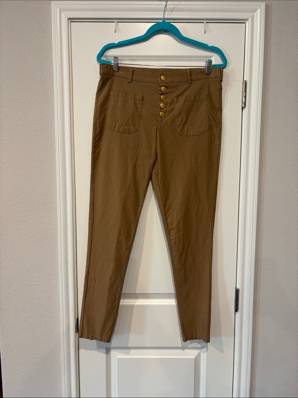 SHEIN High-Rise Button-Front Trousers in Brown